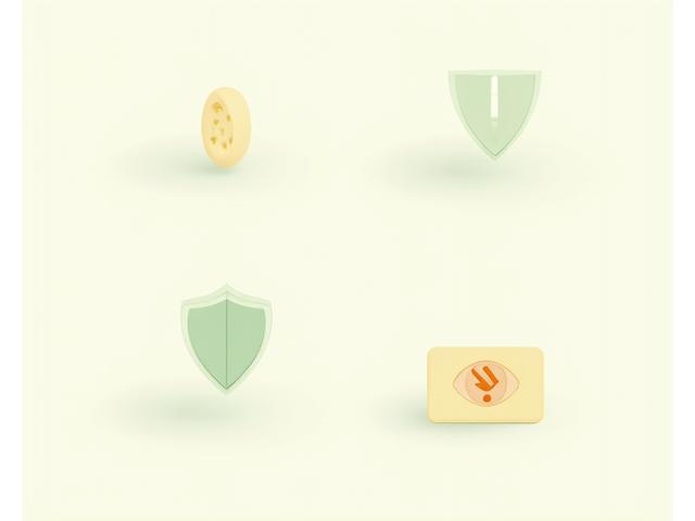 Ícones representando cookies, privacidade e um olho, significando rastreamento de dados.